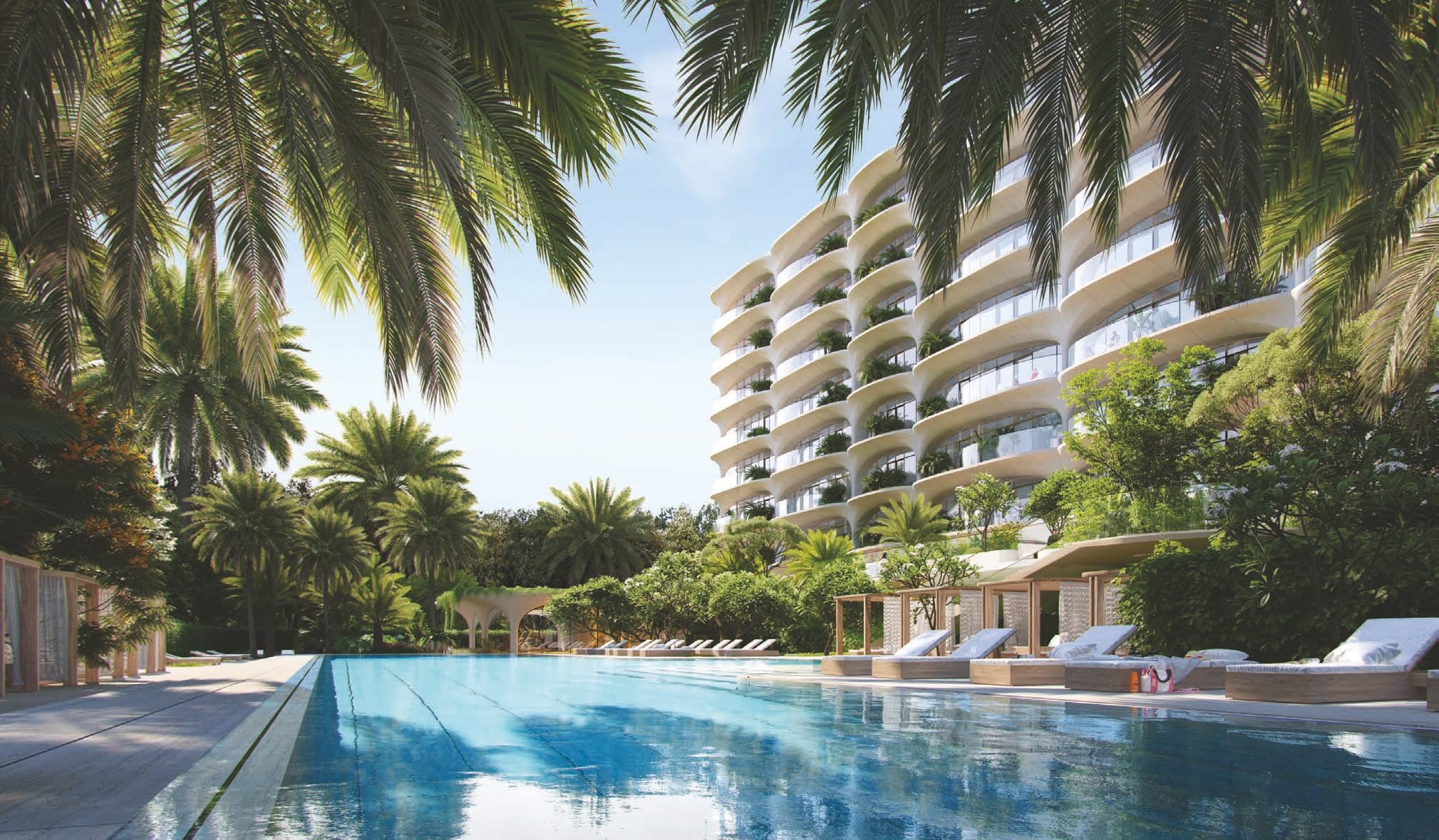  50-metre Olympic pool with lounge zones and gardens